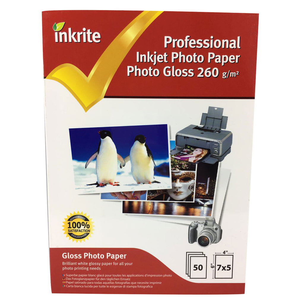 Inkrite Professional Paper Photo Gloss 260gsm 13cm x 18cm (5"x7") (50 sheets)