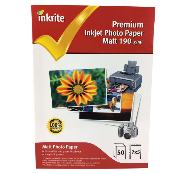 Inkrite Photo Paper Matt 50 sheets 190gsm (size 7x5)