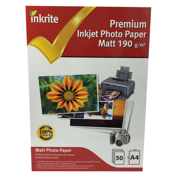 Inkrite Photo Paper Matt 50 sheets 190gsm (size 6x4)